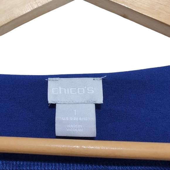 Chico's Split Neck Tie Waist Dress Royal Blue size 1(8/10) Medium Rayon - Picture 4 of 11